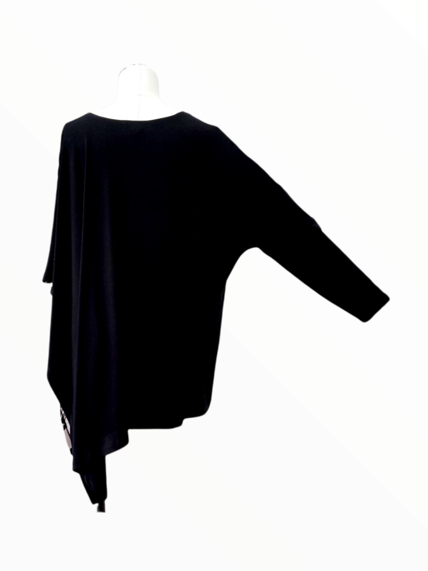 Dipped V Neck Printed Top